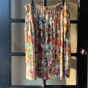 Lovely 90’s Sharon Anthony Floral Watercolor Print Cotton Plus Size Skirt